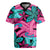 Plumeria Polynesian Pattern Rugby Jersey Unique Fantasy Pink Teal