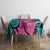 Plumeria Polynesian Pattern Tablecloth Unique Fantasy Pink Teal