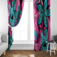 Plumeria Polynesian Pattern Window Curtain Unique Fantasy Pink Teal