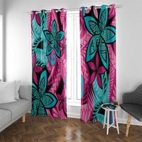 Plumeria Polynesian Pattern Window Curtain Unique Fantasy Pink Teal