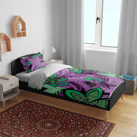 Plumeria Polynesian Pattern Bedding Set Unique Fantasy Purple Green