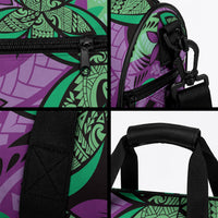 Plumeria Polynesian Pattern Duffle Bag Unique Fantasy Purple Green