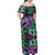 Plumeria Polynesian Pattern Family Matching Off Shoulder Maxi Dress and Hawaiian Shirt Unique Fantasy Purple Green