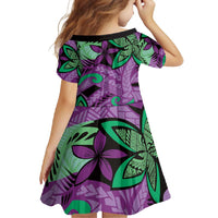 Plumeria Polynesian Pattern Family Matching Tank Maxi Dress and Hawaiian Shirt Unique Fantasy Purple Green