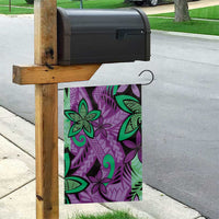 Plumeria Polynesian Pattern Garden Flag Unique Fantasy Purple Green