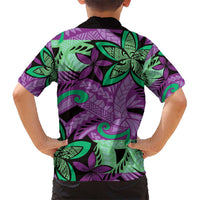 Plumeria Polynesian Pattern Hawaiian Shirt Unique Fantasy Purple Green