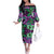 Plumeria Polynesian Pattern Off The Shoulder Long Sleeve Dress Unique Fantasy Purple Green
