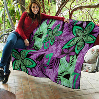 Plumeria Polynesian Pattern Quilt Unique Fantasy Purple Green