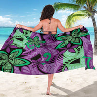 Plumeria Polynesian Pattern Sarong Unique Fantasy Purple Green