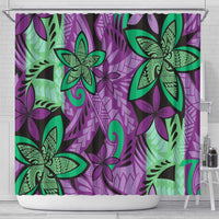 Plumeria Polynesian Pattern Shower Curtain Unique Fantasy Purple Green