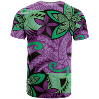 Plumeria Polynesian Pattern T Shirt Unique Fantasy Purple Green