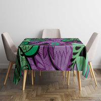 Plumeria Polynesian Pattern Tablecloth Unique Fantasy Purple Green