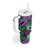 Plumeria Polynesian Pattern Tumbler With Handle Unique Fantasy Purple Green