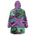Plumeria Polynesian Pattern Wearable Blanket Hoodie Unique Fantasy Purple Green