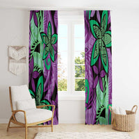 Plumeria Polynesian Pattern Window Curtain Unique Fantasy Purple Green