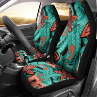 Plumeria Polynesian Pattern Car Seat Cover Unique Fantasy Teal Orange