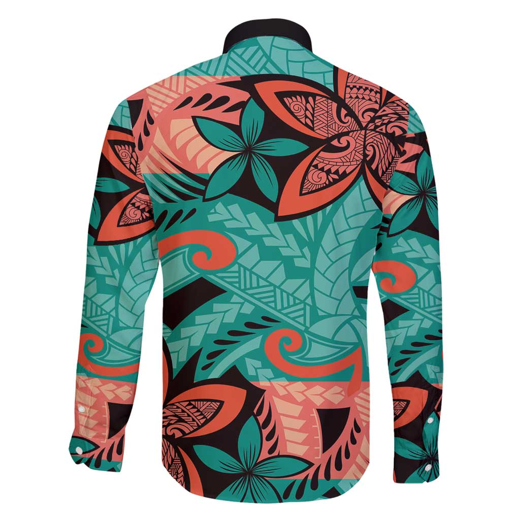 Plumeria Polynesian Pattern Family Matching Mermaid Dress and Hawaiian Shirt Unique Fantasy Teal Orange LT01 - Polynesian Pride