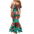 Plumeria Polynesian Pattern Family Matching Mermaid Dress and Hawaiian Shirt Unique Fantasy Teal Orange