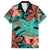 Plumeria Polynesian Pattern Family Matching Tank Maxi Dress and Hawaiian Shirt Unique Fantasy Teal Orange