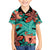 Plumeria Polynesian Pattern Family Matching Tank Maxi Dress and Hawaiian Shirt Unique Fantasy Teal Orange