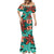 Plumeria Polynesian Pattern Mermaid Dress Unique Fantasy Teal Orange