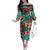 Plumeria Polynesian Pattern Off The Shoulder Long Sleeve Dress Unique Fantasy Teal Orange