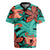 Plumeria Polynesian Pattern Rugby Jersey Unique Fantasy Teal Orange
