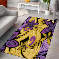 Plumeria Polynesian Pattern Area Rug Unique Fantasy Yellow Purple