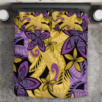 Plumeria Polynesian Pattern Bedding Set Unique Fantasy Yellow Purple