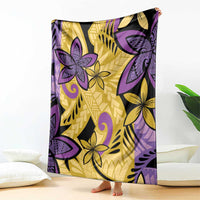 Plumeria Polynesian Pattern Blanket Unique Fantasy Yellow Purple