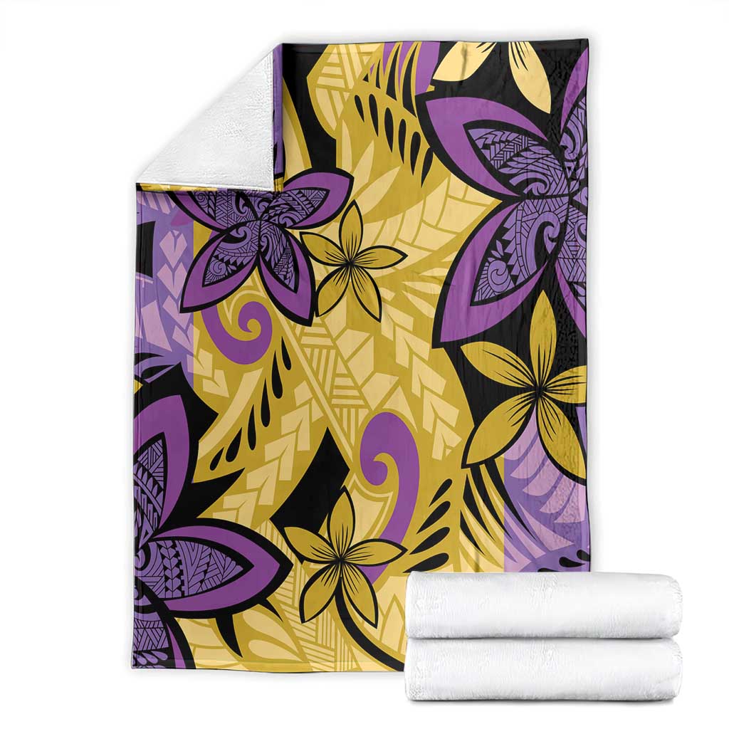 Plumeria Polynesian Pattern Blanket Unique Fantasy Yellow Purple