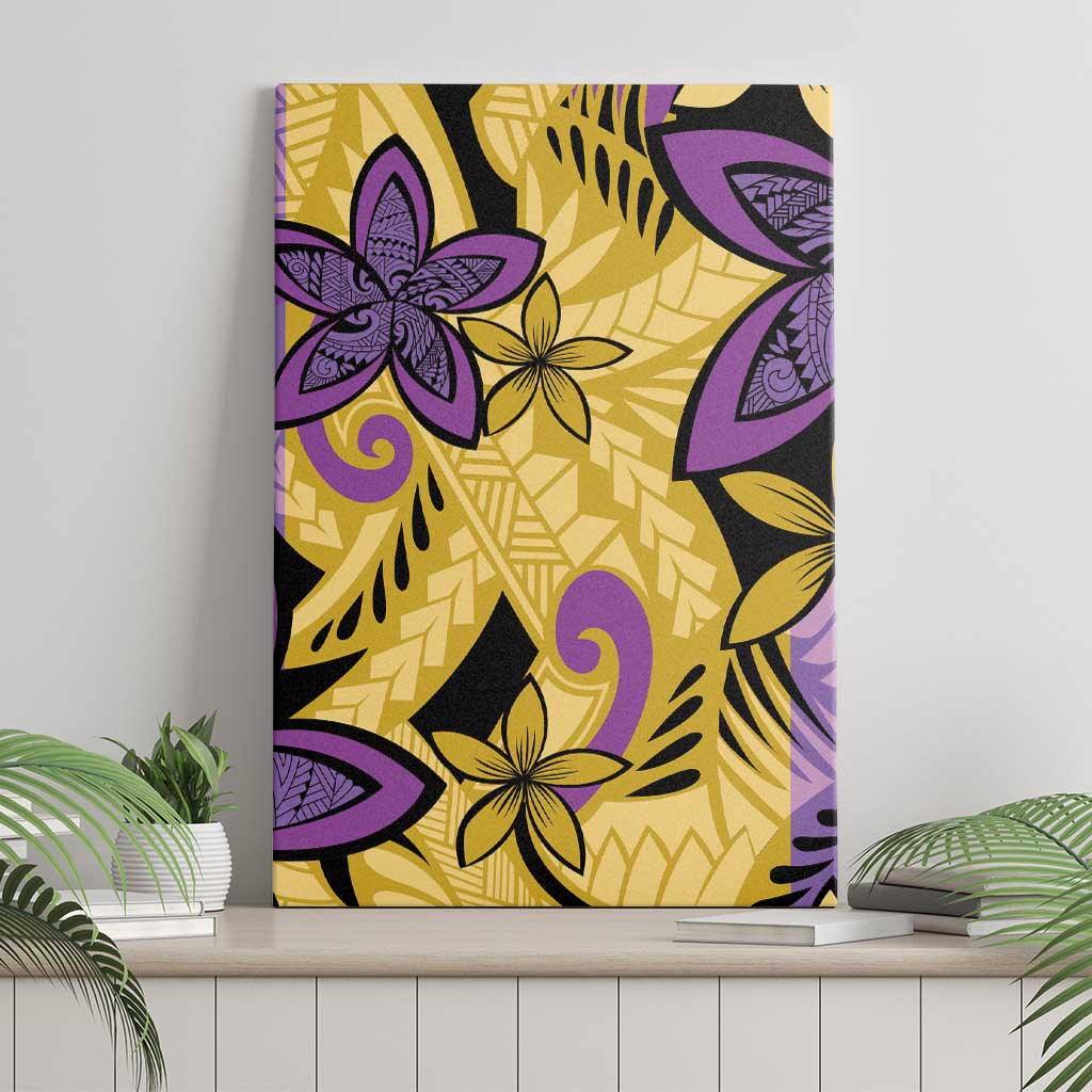 Plumeria Polynesian Pattern Canvas Wall Art Unique Fantasy Yellow Purple LT01 - Polynesian Pride