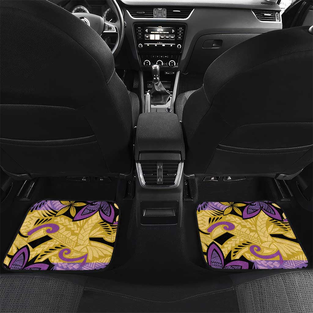 Plumeria Polynesian Pattern Car Mats Unique Fantasy Yellow Purple