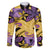 Plumeria Polynesian Pattern Family Matching Long Sleeve Bodycon Dress and Hawaiian Shirt Unique Fantasy Yellow Purple