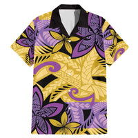 Plumeria Polynesian Pattern Family Matching Mermaid Dress and Hawaiian Shirt Unique Fantasy Yellow Purple LT01 Dad's Shirt - Short Sleeve Yellow - Polynesian Pride