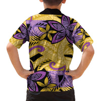 Plumeria Polynesian Pattern Family Matching Off The Shoulder Long Sleeve Dress and Hawaiian Shirt Unique Fantasy Yellow Purple LT01 - Polynesian Pride