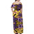 Plumeria Polynesian Pattern Family Matching Off Shoulder Maxi Dress and Hawaiian Shirt Unique Fantasy Yellow Purple