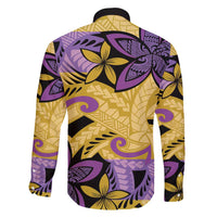 Plumeria Polynesian Pattern Family Matching Short Sleeve Bodycon Dress and Hawaiian Shirt Unique Fantasy Yellow Purple LT01 - Polynesian Pride