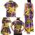 Plumeria Polynesian Pattern Family Matching Tank Maxi Dress and Hawaiian Shirt Unique Fantasy Yellow Purple