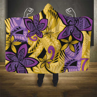 Plumeria Polynesian Pattern Hooded Blanket Unique Fantasy Yellow Purple
