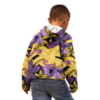 Plumeria Polynesian Pattern Kid Hoodie Unique Fantasy Yellow Purple