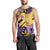 Plumeria Polynesian Pattern Men Tank Top Unique Fantasy Yellow Purple