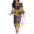 Plumeria Polynesian Pattern Off The Shoulder Long Sleeve Dress Unique Fantasy Yellow Purple