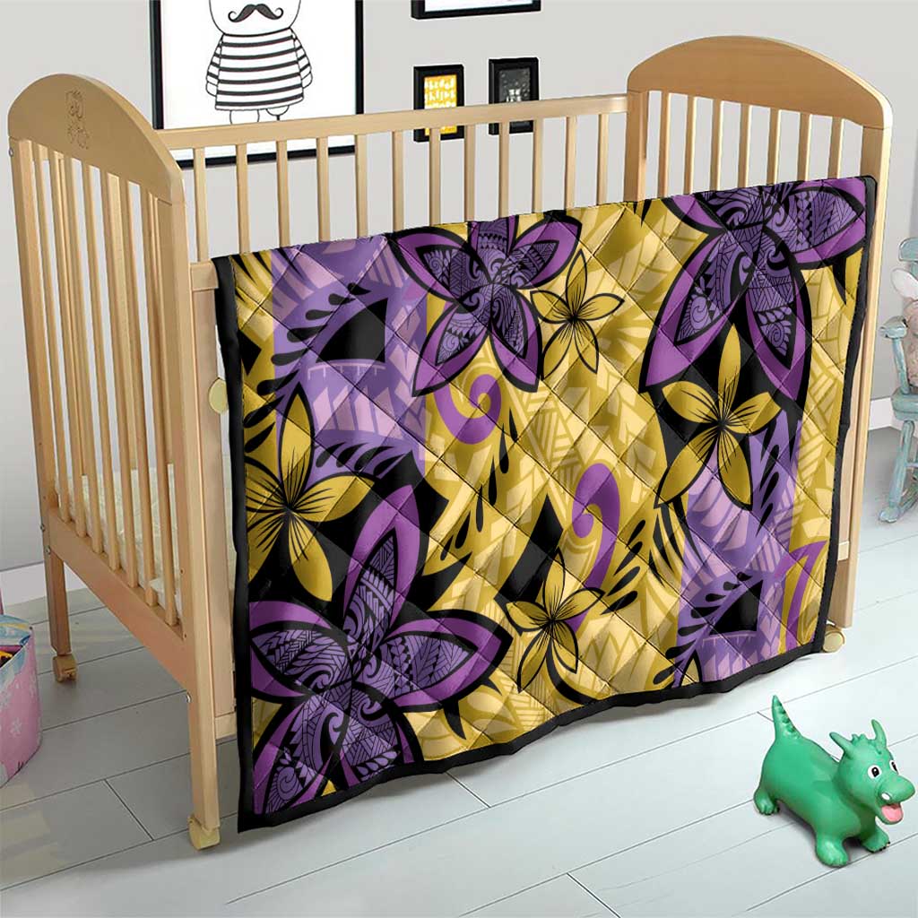 Plumeria Polynesian Pattern Quilt Unique Fantasy Yellow Purple