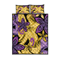 Plumeria Polynesian Pattern Quilt Bed Set Unique Fantasy Yellow Purple