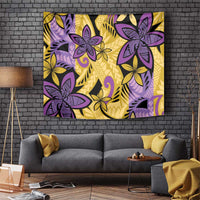 Plumeria Polynesian Pattern Tapestry Unique Fantasy Yellow Purple