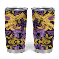 Plumeria Polynesian Pattern Tumbler Cup Unique Fantasy Yellow Purple