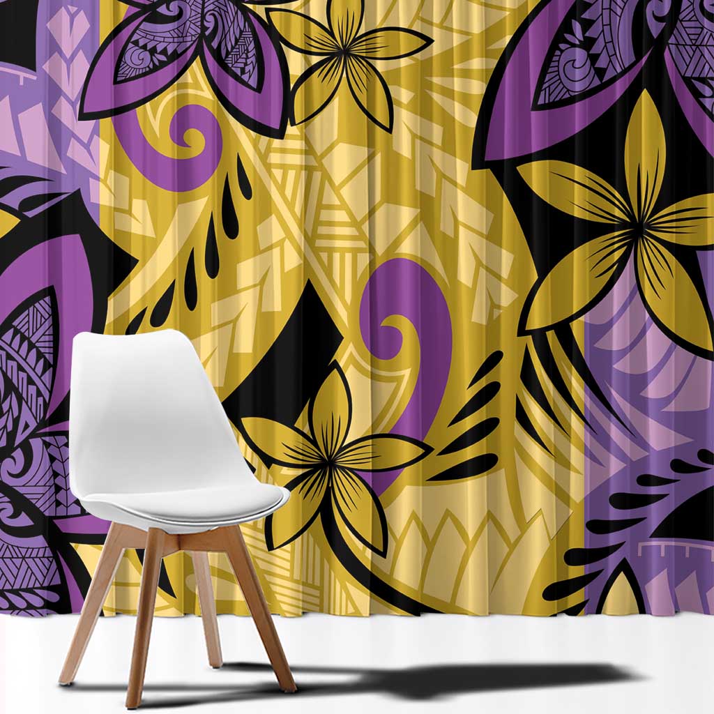 Plumeria Polynesian Pattern Window Curtain Unique Fantasy Yellow Purple