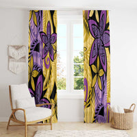 Plumeria Polynesian Pattern Window Curtain Unique Fantasy Yellow Purple