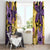 Plumeria Polynesian Pattern Window Curtain Unique Fantasy Yellow Purple